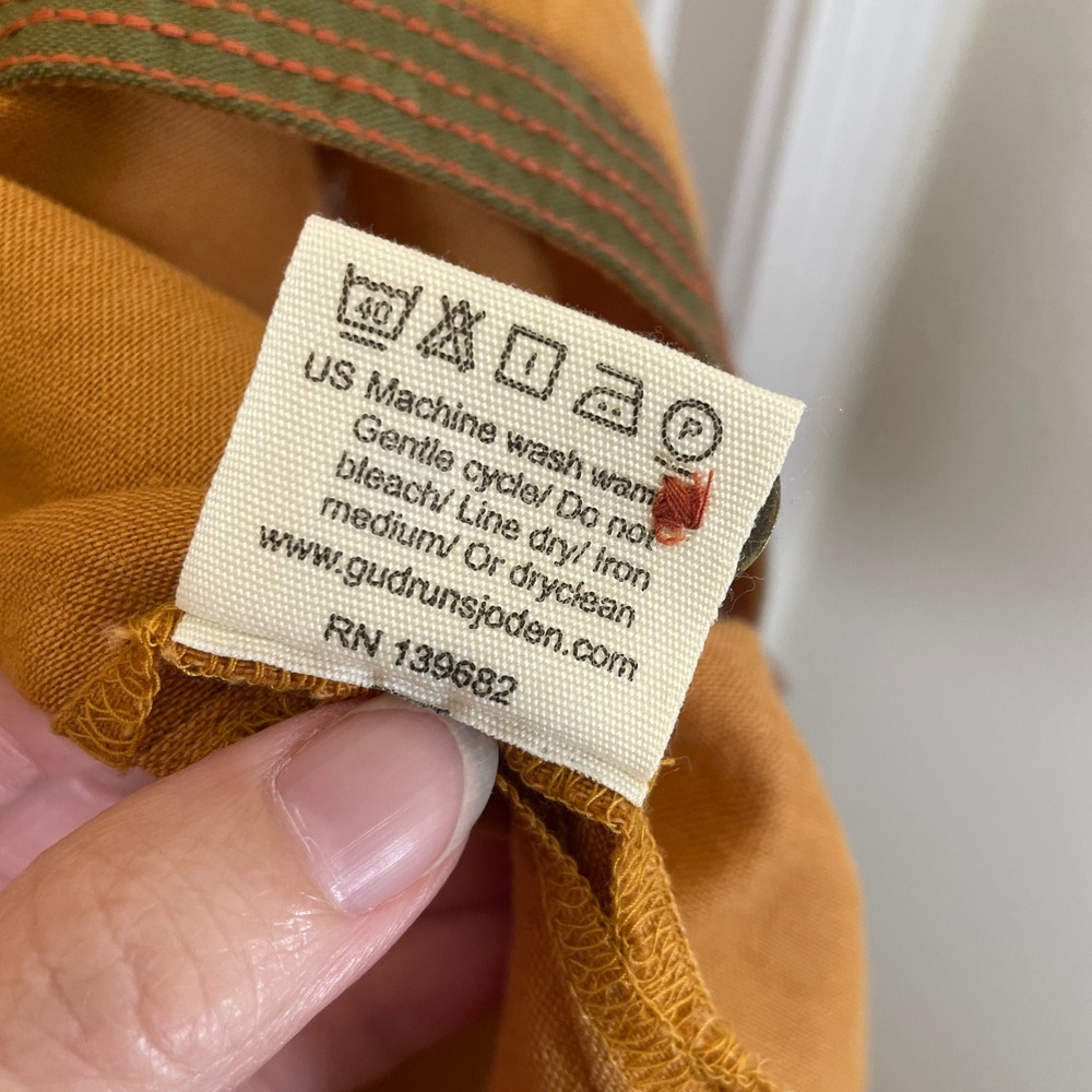 Gudrun Sjoden Safari Dress Organic Cotton Linen Button Front Orange Boho NWT M‎ - Picture 4 of 7